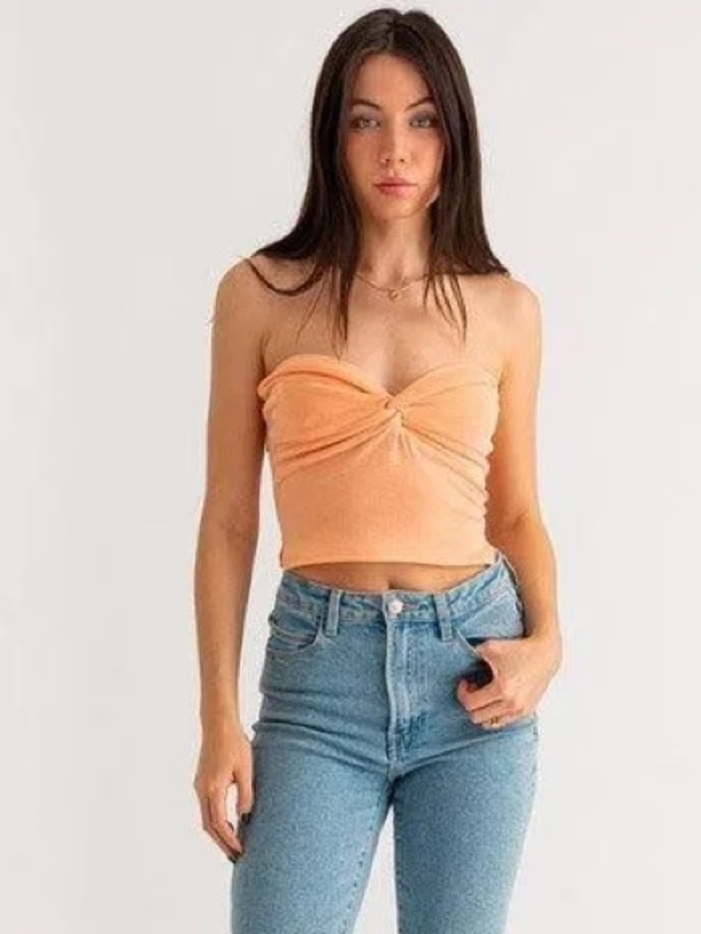 Le Lis Coral Strapless Twist Tube Top